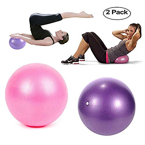 TopBine - Pelota de pilates (2 piezas) para yoga, barra, entrenamiento y terapia física, mejora el equilibrio, fuerza de núcleo, dolor de espalda y postura, viene con paja inflable