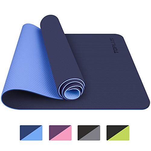 TOPLUS Esterilla Yoga Antideslizante Nivel Profesional Alfombrilla de Yoga Esterilla Pilates Esterilla Deporte- con Correa de Hombro 183cm x 61cm (Azul)