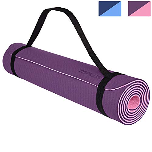 TOPLUS Esterilla Yoga Antideslizante Nivel Profesional Alfombrilla de Yoga Esterilla Pilates Esterilla Deporte- con Correa de Hombro 183cm x 61cm (Violeta)