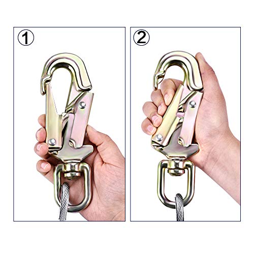 TOPQSC Cuerda de Seguridad con Núcleo Acero 16mm*3.6m Kits Seguridad con Núcleo de Alambre Equipo Cuerda de Escalada Al Aire Libre Triple Lock Mosquetón Ajustador para Escaladores de Protección