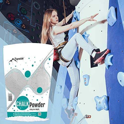 TOPSIDE Magnesio puro en polvo 450g para escalada, barras, levantamiento de pesas, gimnasio, calistenia