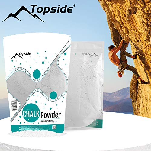 TOPSIDE Magnesio puro en polvo 450g para escalada, barras, levantamiento de pesas, gimnasio, calistenia