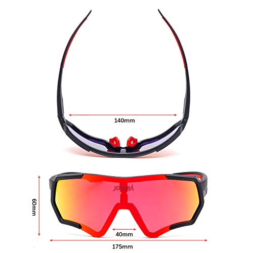 TOPTETN Gafas de Sol Deportivas polarizadas Protección UV400 Gafas de Ciclismo con 3 Lentes Intercambiables para Ciclismo, béisbol, Pesca, esquí, Funcionamiento (Negro)