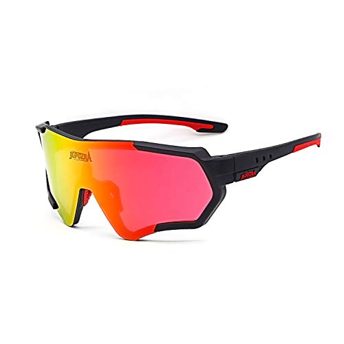 TOPTETN Gafas de Sol Deportivas polarizadas Protección UV400 Gafas de Ciclismo con 3 Lentes Intercambiables para Ciclismo, béisbol, Pesca, esquí, Funcionamiento (Negro)