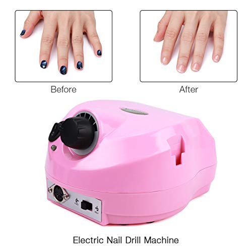 Torno para Uñas Profesional Pulidor Eléctrico de Uñas Manicura Pedicura Pulidor de Uñas (Rosa)