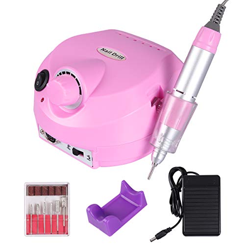 Torno para Uñas Profesional Pulidor Eléctrico de Uñas Manicura Pedicura Pulidor de Uñas (Rosa)