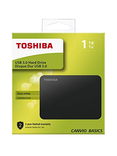 Toshiba Canvio Basics - Disco duro externo portátil USB 3.0 de 2.5 pulgadas (1 TB) color negro