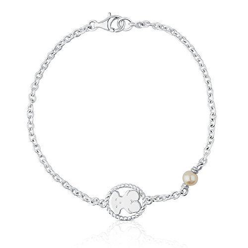 TOUS Camee - Pulsera de Plata de Primera Ley, con Motivo de Oso y Perla - Motivo: 1,2 cm