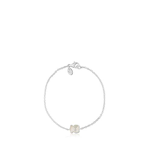 TOUS New Color - Pulsera de Plata de Primera Ley con Motivo de Oso de Nácar - Largo 17,5 cm