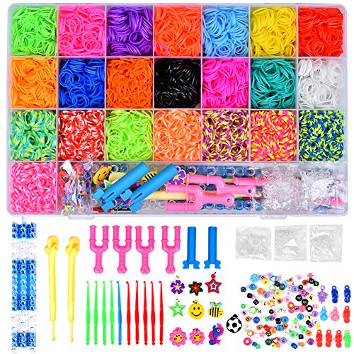 Towinle Caja Pulseras Gomas 6800 Bandas de Silicona Para Hacer Pulseras De Colores Loom Kit para Pulseras