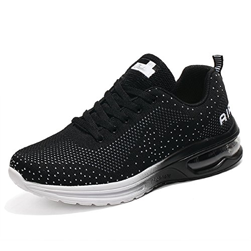 TQGOLD® Zapatillas de Running para Hombre Lightweight Air Cushion Malla Respirable Zapatillas de Deporte Zapatillas para Correr(EU 38,Negro)