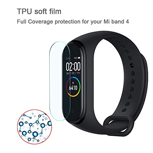 TQmate 6Pack, Protector de Pantalla Compatible con Xiaomi Mi Smart Band 4/ Mi Band 5, TPU Suave Bordes Redondeados 3D,【Cobertura Completa】 Pantalla de Cubierta de Borde a Borde