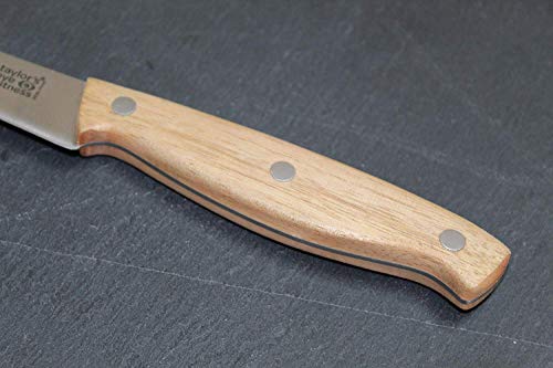 Tradicional Soporte De Cuchillos De Madera De Acacia Taylors Eye Witness - 5 Cuchillos Con Mango De Madera. Hojas Afiladas De Espiga Completa, Fijaciones De Triple Remache. Cuchillo Para Todo Uso.