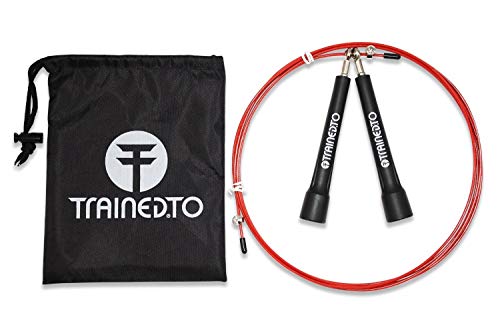 TrainedTo Cuerda para Salto de Velocidad con Cuerda de Repuesto Extra – GARANTÍA DE por Vida - Ajustable para Cualquier Estatura - Ideal para Crossfit y Boxeo