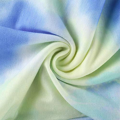Trajes de chándal de 2 Piezas para Mujer Trajes de Tie Dye Conjunto Suelto de salón Corto Ropa de Dormir Casual Camiseta + Pantalones (Blue, S)