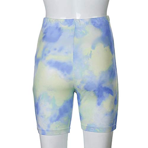 Trajes de chándal de 2 Piezas para Mujer Trajes de Tie Dye Conjunto Suelto de salón Corto Ropa de Dormir Casual Camiseta + Pantalones (Blue, S)