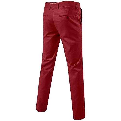 Trajes para hombre, 3 piezas, versión ajustada, para boda, formal, para hombre, chaquetas, negocios, casuales, trajes, un solo botón Color rojo vino. XXXXL