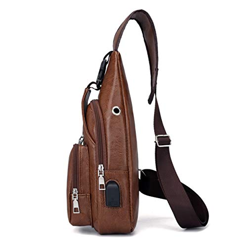 Tree-on-Life Moda de Moda para Hombres Bolso en el Pecho Ciclismo Bolsa de Deporte de Cuero de LA PU Bolsa de Negocios Informal Bolso Bandolera para Acampar Senderismo