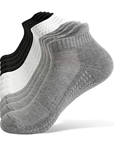 TRENDOUX Calcetines Tobilleros Hombre, 6 Pares de Calcetines Hombre - Calcetines Tobilleros Mujer Calcetines Cortos de Algodón Con Amortiguación Antideslizantes Calcetines Deporte Running - M