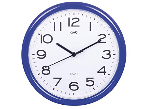 Trevi OM 3301 - Reloj de pared silencioso de 25,5 cm de diámetro con maquinaria de cuarzo, color azul