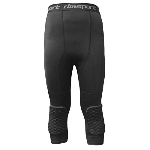 Trihedral-X Seguridad Anti-colisión de Baloncesto de los Hombres Pantalones Cortos de Entrenamiento físico 3/4 Leggings con Knee Pads Deportes 3XL Pantalones de Compresión (Color : White, Size : XXL)