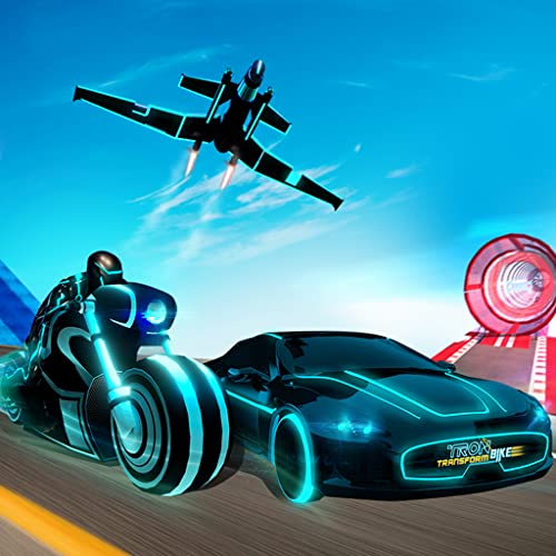 Tron Bike Transform Car Driving Simulator | Sci-fi bike adventure | Mega ramp stunts | extreme bike stunts | real car driving  simulator | Car Games | Bike games