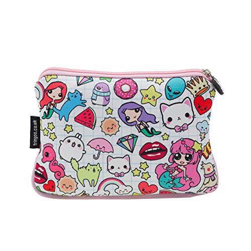 Trousse pour filles / garçons Fringoo® avec fermeture à glissière pour accessoires école de 22 x 15 cm. Large What Doodles Say - Neoprene Pencil Case