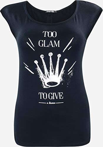 trueprodigy Casual Mujer Marca Camiseta con impresión Estampada Ropa Retro Vintage Rock Vestir Moda Cuello Redondo Manga Corta Slim Fit Designer Fashion T-Shirt, Colores:Black, Tamaño:M