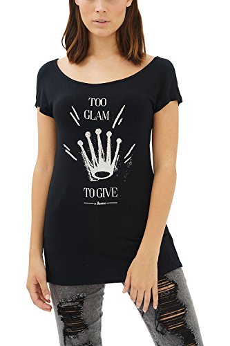 trueprodigy Casual Mujer Marca Camiseta con impresión Estampada Ropa Retro Vintage Rock Vestir Moda Cuello Redondo Manga Corta Slim Fit Designer Fashion T-Shirt, Colores:Black, Tamaño:M