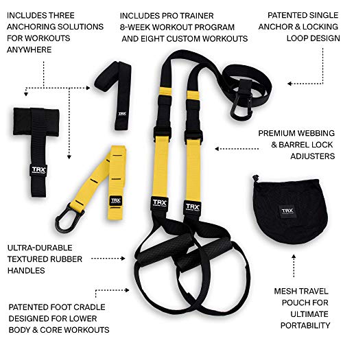 TRX PRO Suspension Trainer System Design & Durability| Includes Three Anchor Solutions, 8 Video Workouts & 8-Week Workout Program