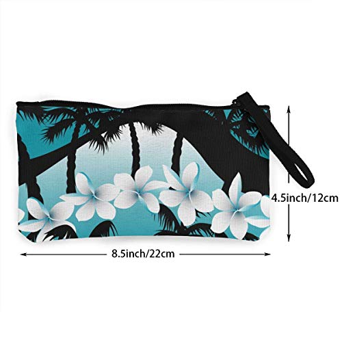 TTmom Carteras de Mujer,Monedero,Flowers with Palm Tree Pattern Wallet Coin Purse Canvas Zipper Stationery For Shopping