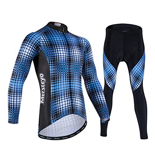 TTPF Conjunto de Manga Larga de Ciclismo Jersey Chaqueta de Bicicleta para Hombre Camisa de Malla Almohadilla de Gel 3D Transpirable, cómoda y de Secado rápido para Montar al Aire Libre,L