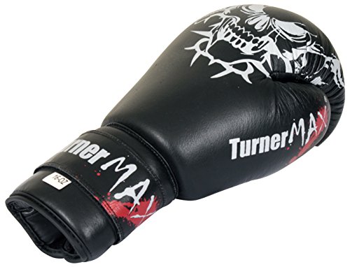 TunerMAX - Guantes de Boxeo de Piel de Vacuno para Artes Marciales Mixtas, Color Negro, 12 oz