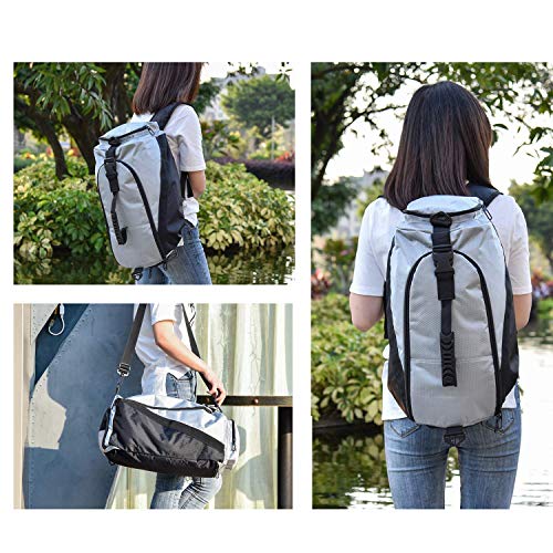 tuokener Mochila Mujer de Deporte Bolsa Gimnasio Mochilas para La Playa Gym Bolsas Impermeable Nylon (Gris)