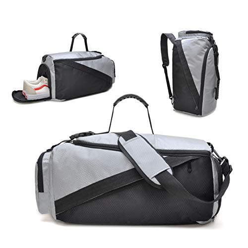 tuokener Mochila Mujer de Deporte Bolsa Gimnasio Mochilas para La Playa Gym Bolsas Impermeable Nylon (Gris)