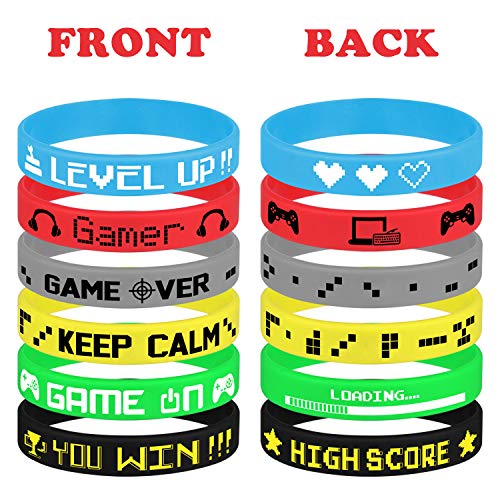 TUPARKA 18 Piezas de Videojuegos Pulseras Pulsera de Goma Juego de muñequeras para la Fiesta de cumpleaños Baby Shower Favores de Fiesta, 6 Estilos