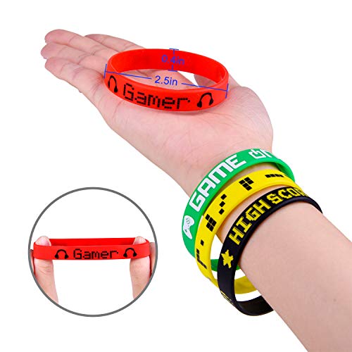 TUPARKA 18 Piezas de Videojuegos Pulseras Pulsera de Goma Juego de muñequeras para la Fiesta de cumpleaños Baby Shower Favores de Fiesta, 6 Estilos