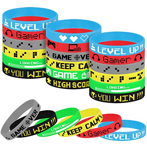 TUPARKA 18 Piezas de Videojuegos Pulseras Pulsera de Goma Juego de muñequeras para la Fiesta de cumpleaños Baby Shower Favores de Fiesta, 6 Estilos