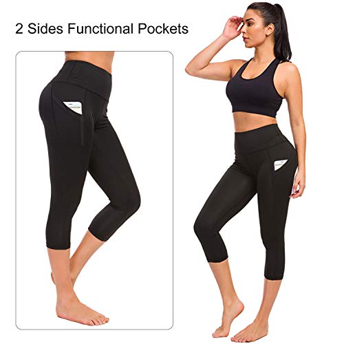 TUPARKA Pantalones de yoga para mujer con bolsillos, ropa de entrenamiento de cintura alta Medias de fitness de yoga Stretch Leggings de yoga Control de abdomen Pantalones deportivos de gimnasio