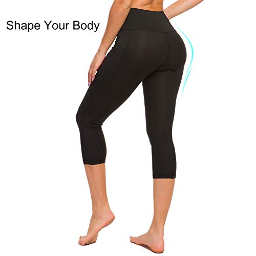 TUPARKA Pantalones de yoga para mujer con bolsillos, ropa de entrenamiento de cintura alta Medias de fitness de yoga Stretch Leggings de yoga Control de abdomen Pantalones deportivos de gimnasio