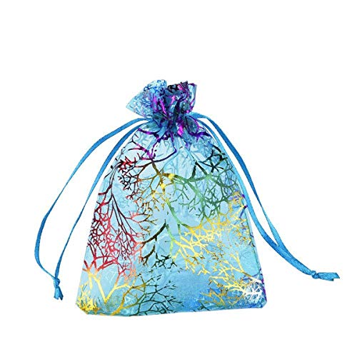 TuToy 50 Piezas De Bolsas De Regalo De Organza Coralina, Bolsa De Joyería, Bolsa De Dulces Para Fiesta De Bodas, 10 * 15 Cm