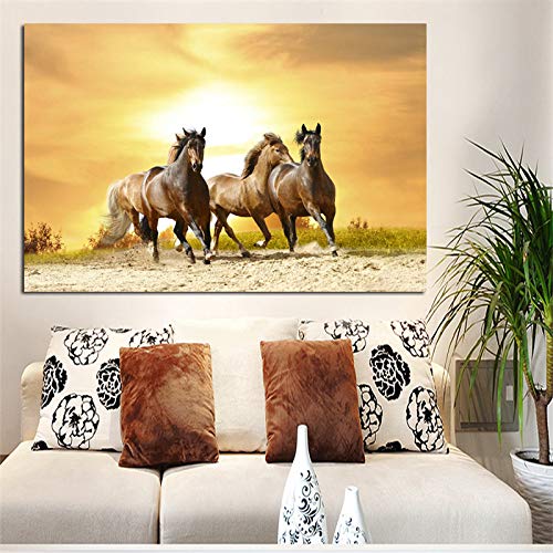 TYLPK Art Print Horse Racing Landscape Painting Lienzo Mural y póster Sala de Estar Decoración del hogar A2 40x50cm