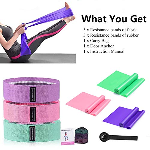 UCMDA Bandas de Resistencia y Bandas Elasticas Fitness - Bandas de Resistencia Con 3 Niveles de Resistencia y 3 Piezas Bandas Elasticas Fitness para Yoga , físico con diseños antideslizantes