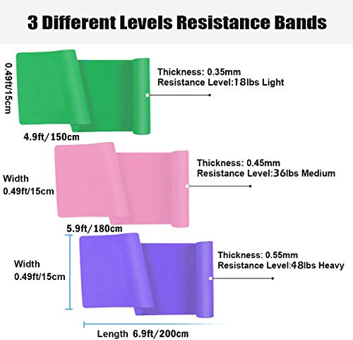 UCMDA Bandas de Resistencia y Bandas Elasticas Fitness - Bandas de Resistencia Con 3 Niveles de Resistencia y 3 Piezas Bandas Elasticas Fitness para Yoga , físico con diseños antideslizantes