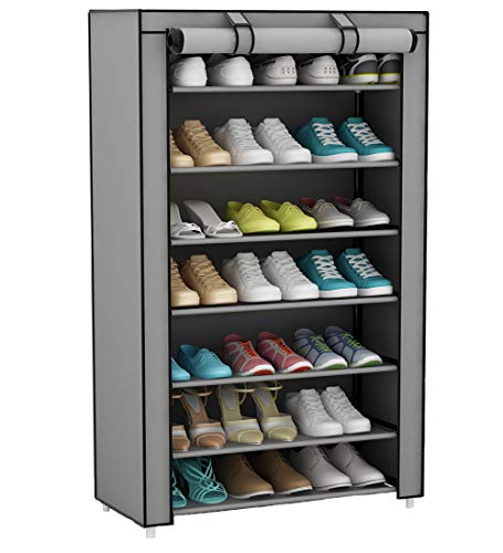 UDEAR Armario para Zapatos de Tela Shoes Rack Zapato del gabinete Zapatero estantería Gris