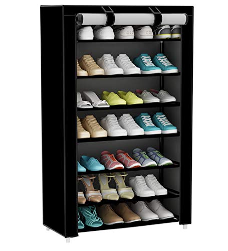 UDEAR Armario para Zapatos de Tela Shoes Rack Zapato del gabinete Zapatero estantería Negro