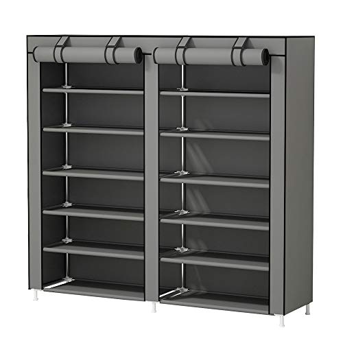 UDEAR Shoes Rack Organizador de Tela de Zapatos, Zapatero 7 Pisos con Resistente al Polvo Gris