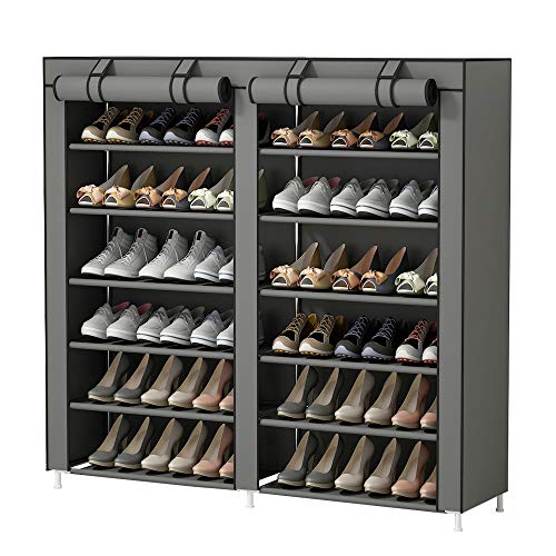 UDEAR Shoes Rack Organizador de Tela de Zapatos, Zapatero 7 Pisos con Resistente al Polvo Gris