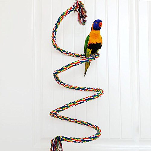 UEETEK 2 piezas de escaleras para pájaros juguetes, escaleras flexibles 12 escalones de madera Rainbow Bridge columpios y cuerdas para entrenamiento de loros
