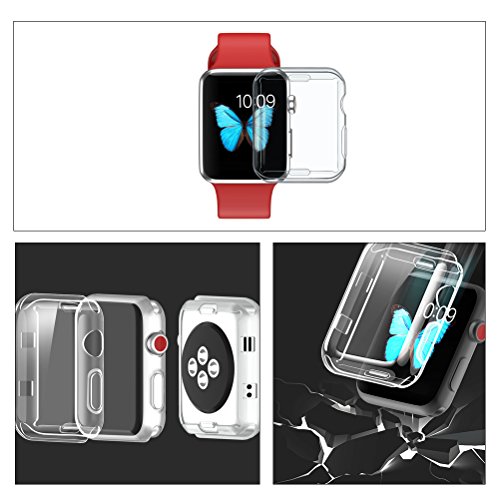 UEETEK 38 mm Clear Watch cubierta protectora suave PU Protector Bumper Case Cap para iWatch 2 / iWatch 3